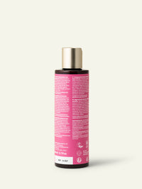 Parte posteriore del flacone di shampoo khadi Rose Repair con etichetta visibile