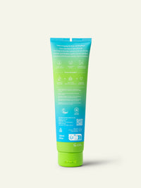 Parte posteriore del tubo di shampoo khadi Deep Cleanse con etichetta visibile.