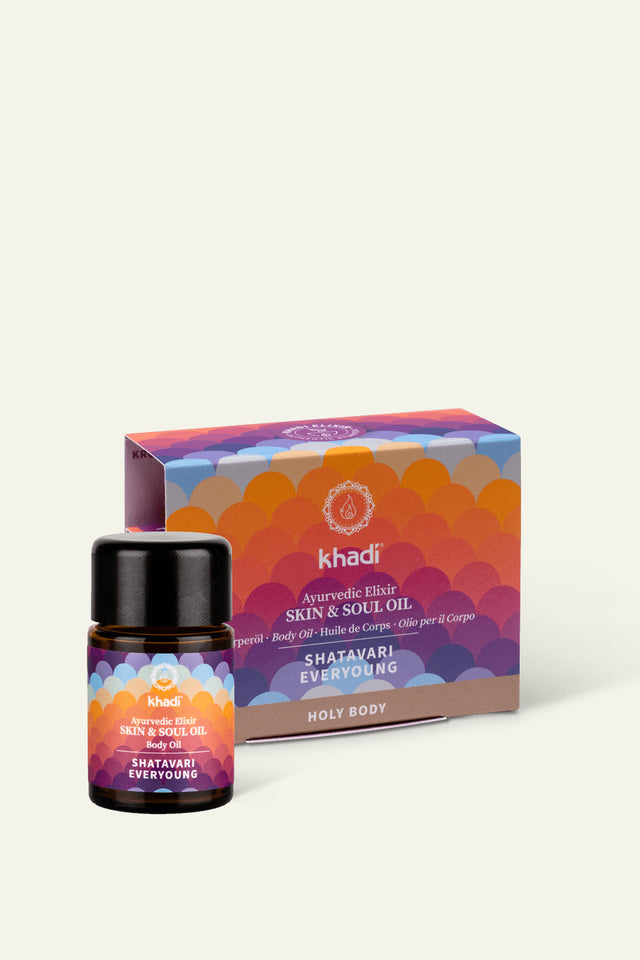 Immagine dell'olio per il corpo Shatavari Everyoung, formato viaggio di khadi